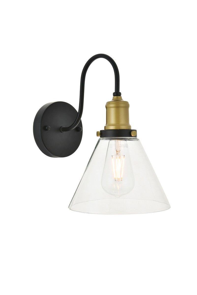 Elegant Histoire LD4017W7BRB Wall Sconce Light - Brass And Black And Clear