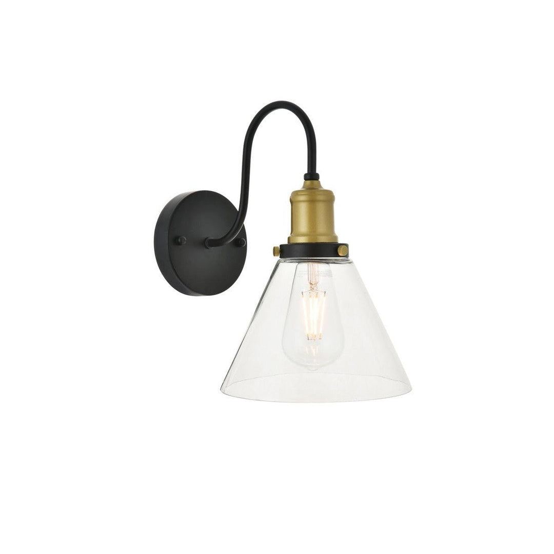 Elegant Histoire LD4017W7BRB Wall Sconce Light - Brass And Black And Clear