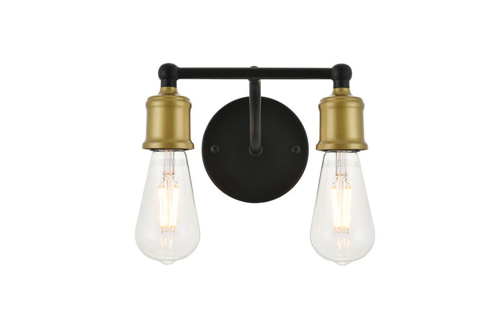 Elegant Serif LD4028W9BRB Bath Vanity Light 9 in. wide - Brass And Black