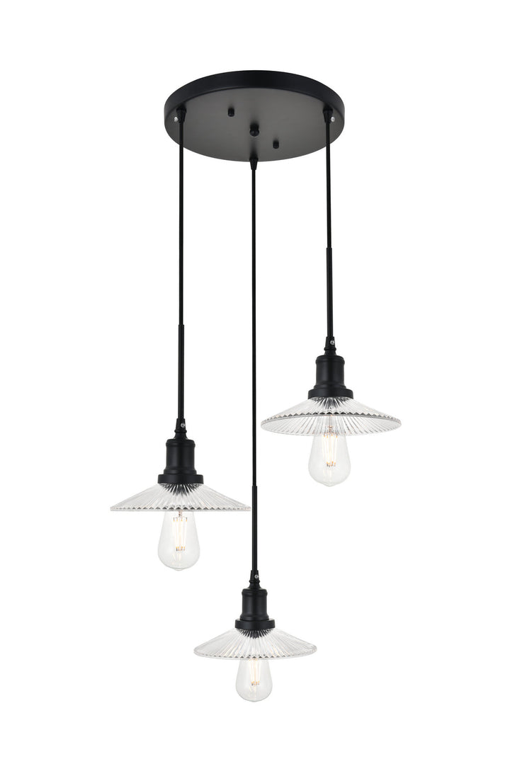 Elegant Waltz LD4040D19BK Pendant Light - Black And Clear