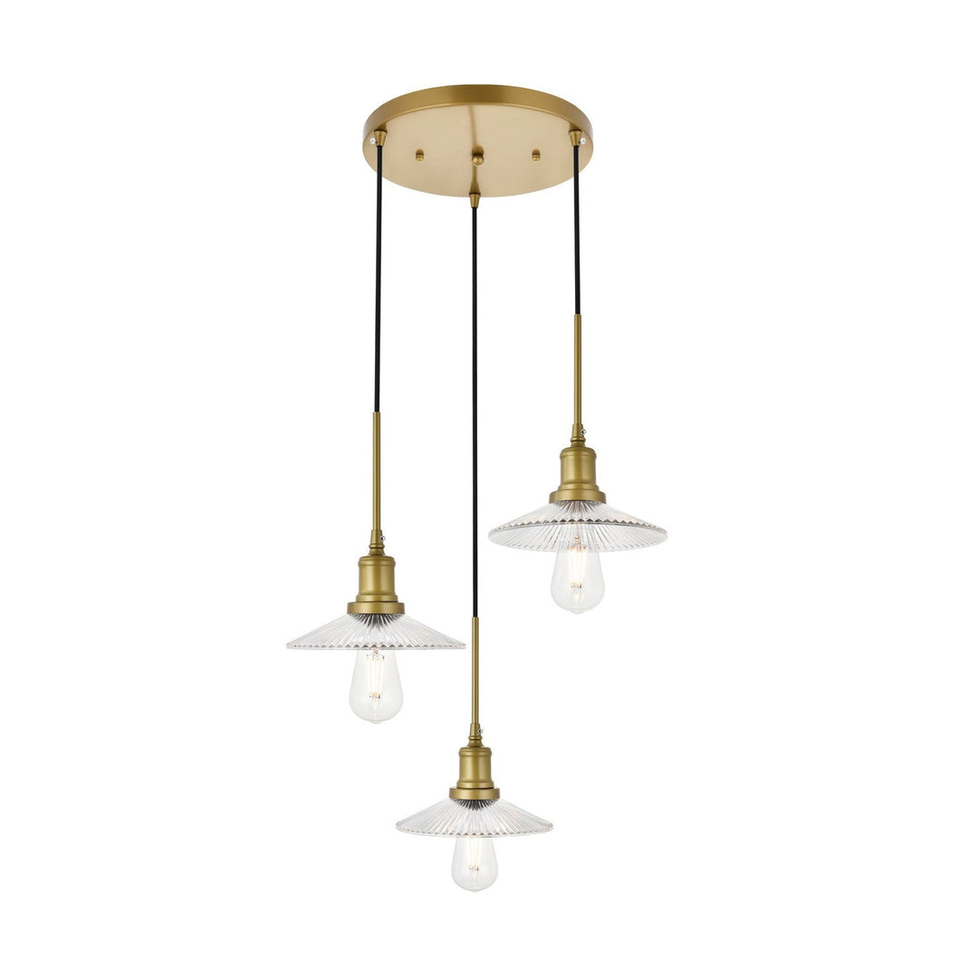 Elegant Waltz LD4040D19BR Pendant Light - Brass And Clear