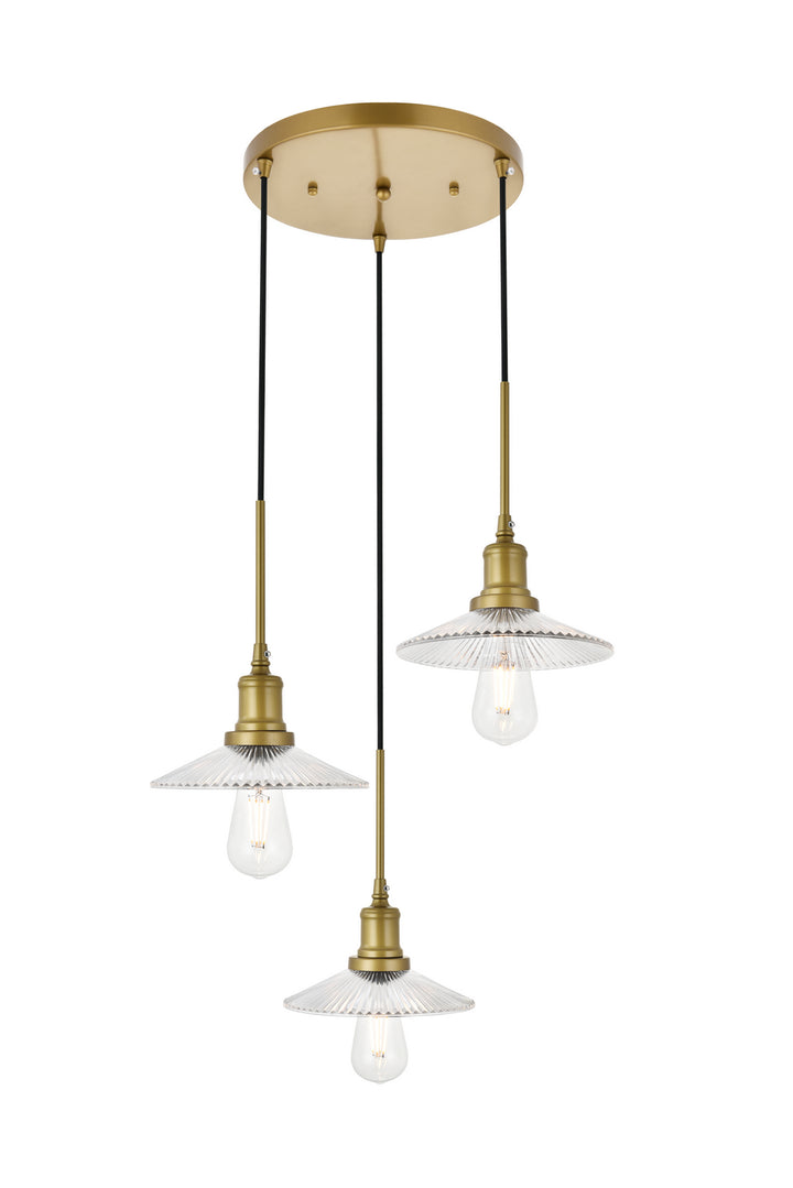 Elegant Waltz LD4040D19BR Pendant Light - Brass And Clear