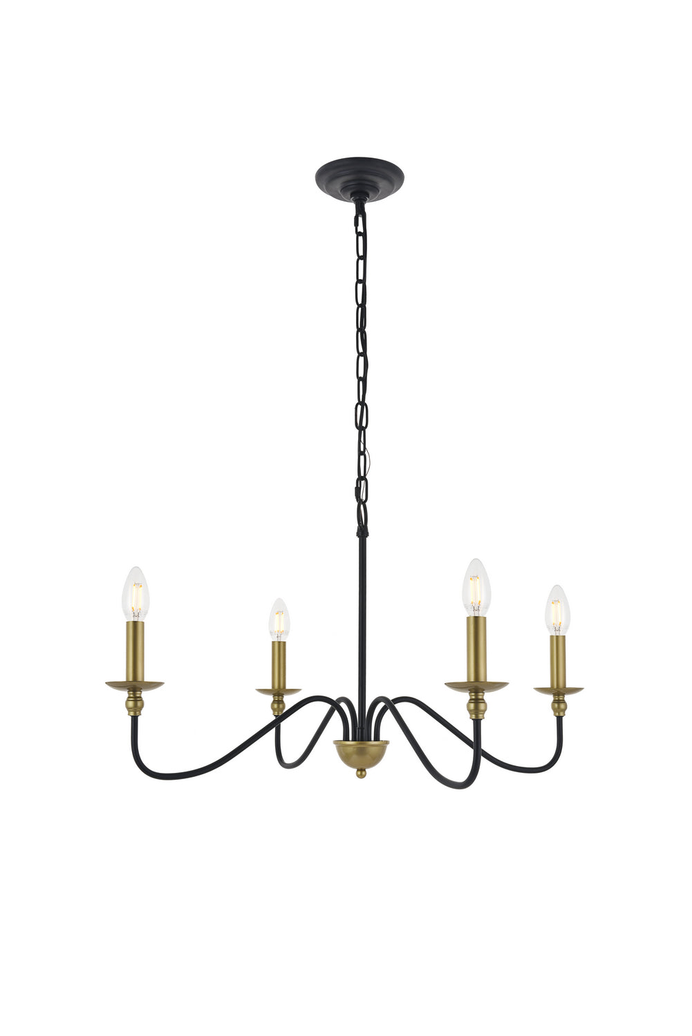 Elegant Rohan LD5006D30BRB Chandelier Light - Matte Black And Brass