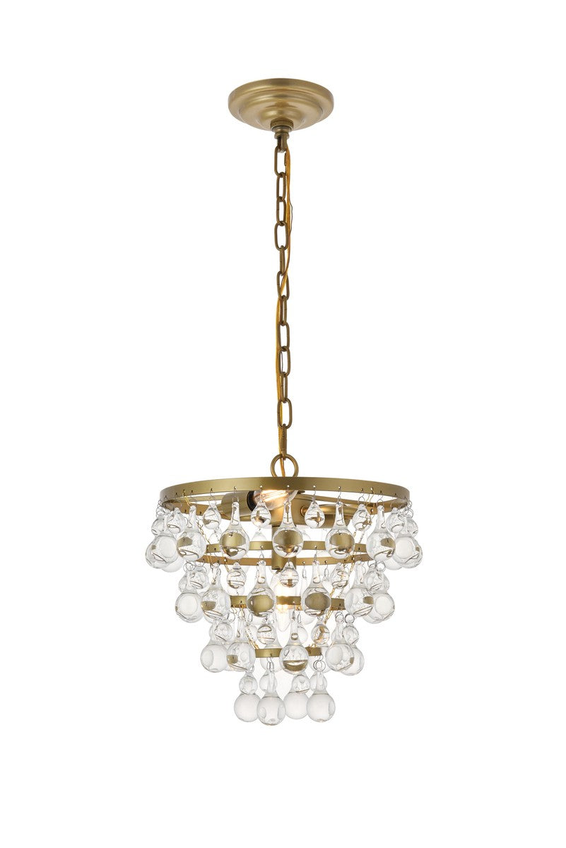 Elegant Kora LD5016D13BR Pendant Light - Brass And Clear