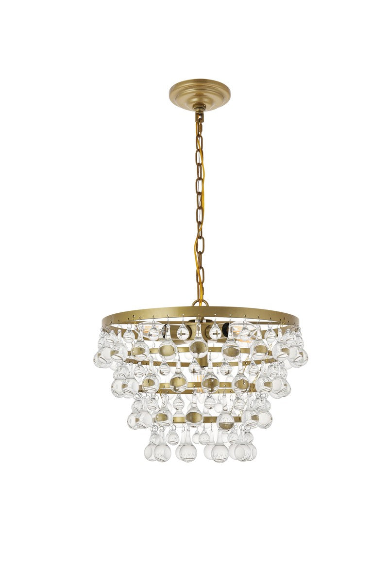 Elegant Kora LD5016D17BR Pendant Light - Brass And Clear