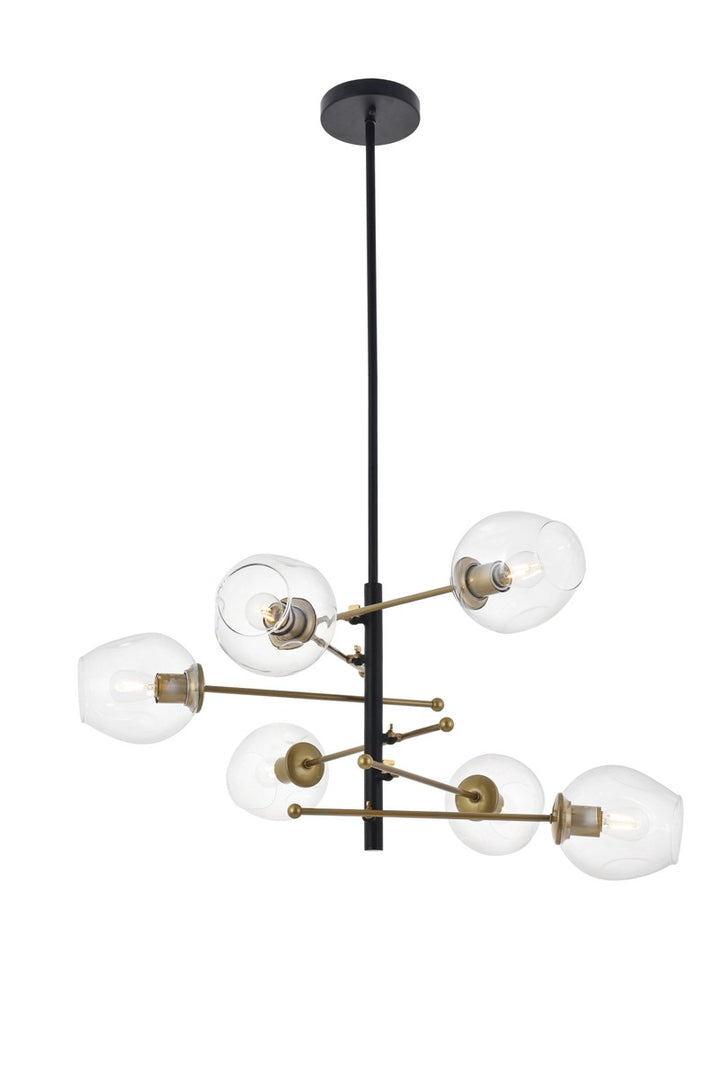 Elegant Paragon LD5053D32BRB Chandelier Light - Matte Black And Brass And Clear