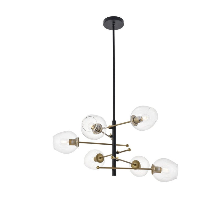 Elegant Paragon LD5053D32BRB Chandelier Light - Matte Black And Brass And Clear
