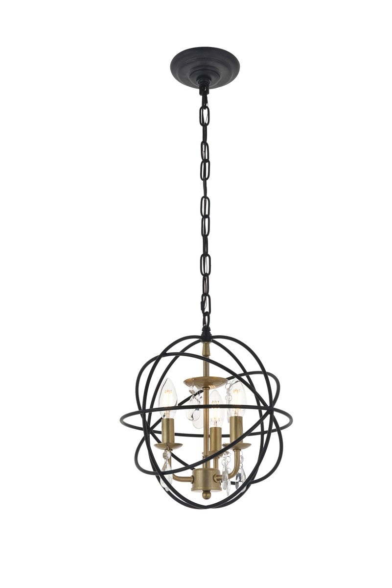 Elegant Wallace LD5055D12BRB Pendant Light - Matte Black And Brass And Clear