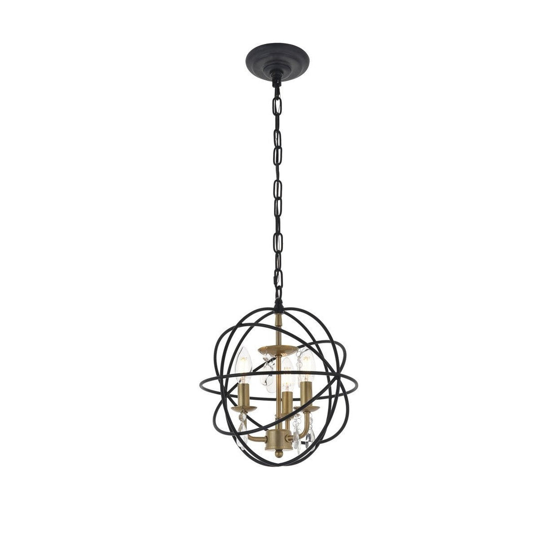 Elegant Wallace LD5055D12BRB Pendant Light - Matte Black And Brass And Clear