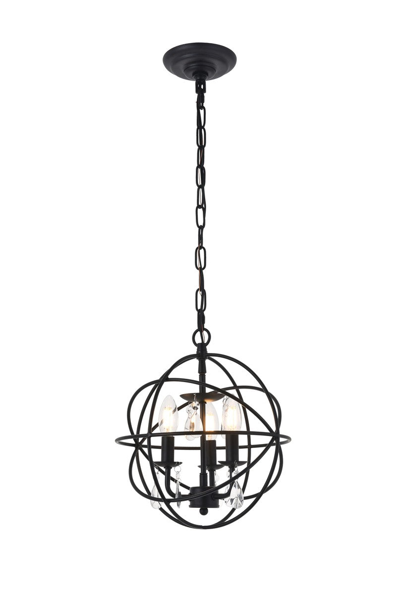 Elegant Wallace LD5055D12MB Pendant Light - Matte Black And Clear