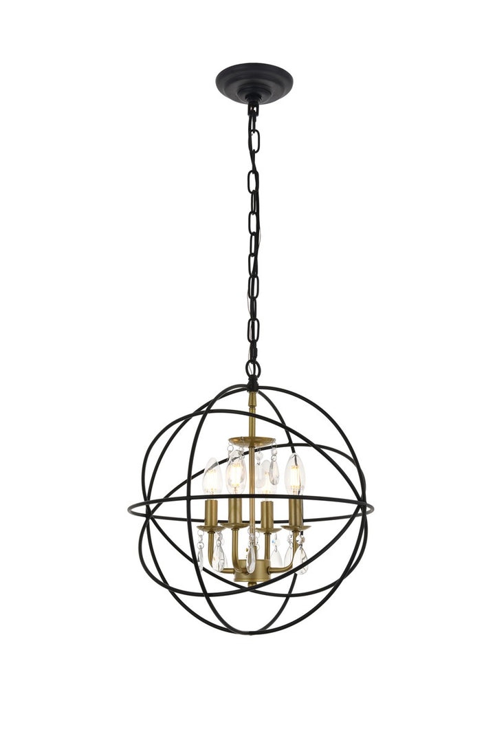 Elegant Wallace LD5055D16BRB Pendant Light - Matte Black And Brass And Clear