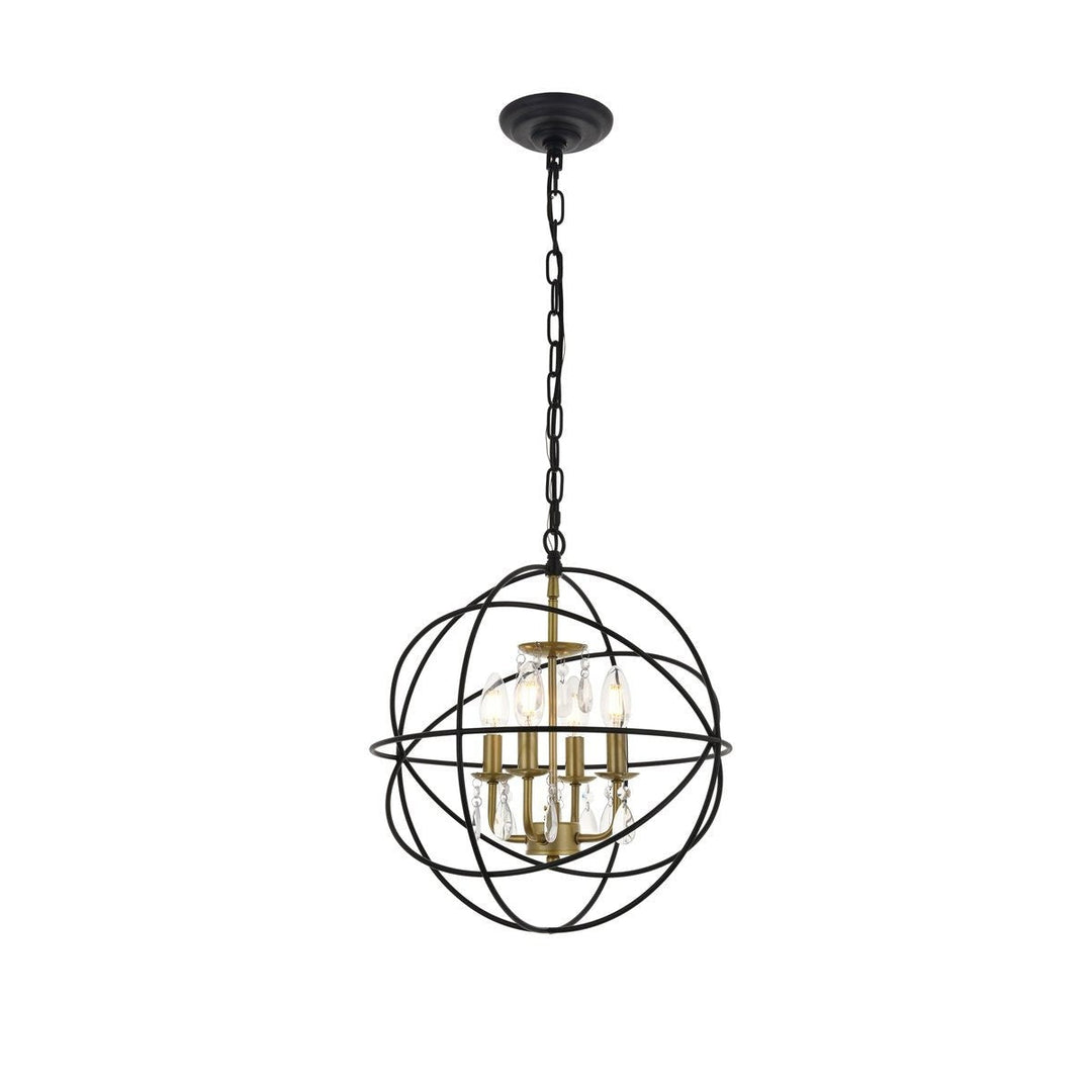 Elegant Wallace LD5055D16BRB Pendant Light - Matte Black And Brass And Clear