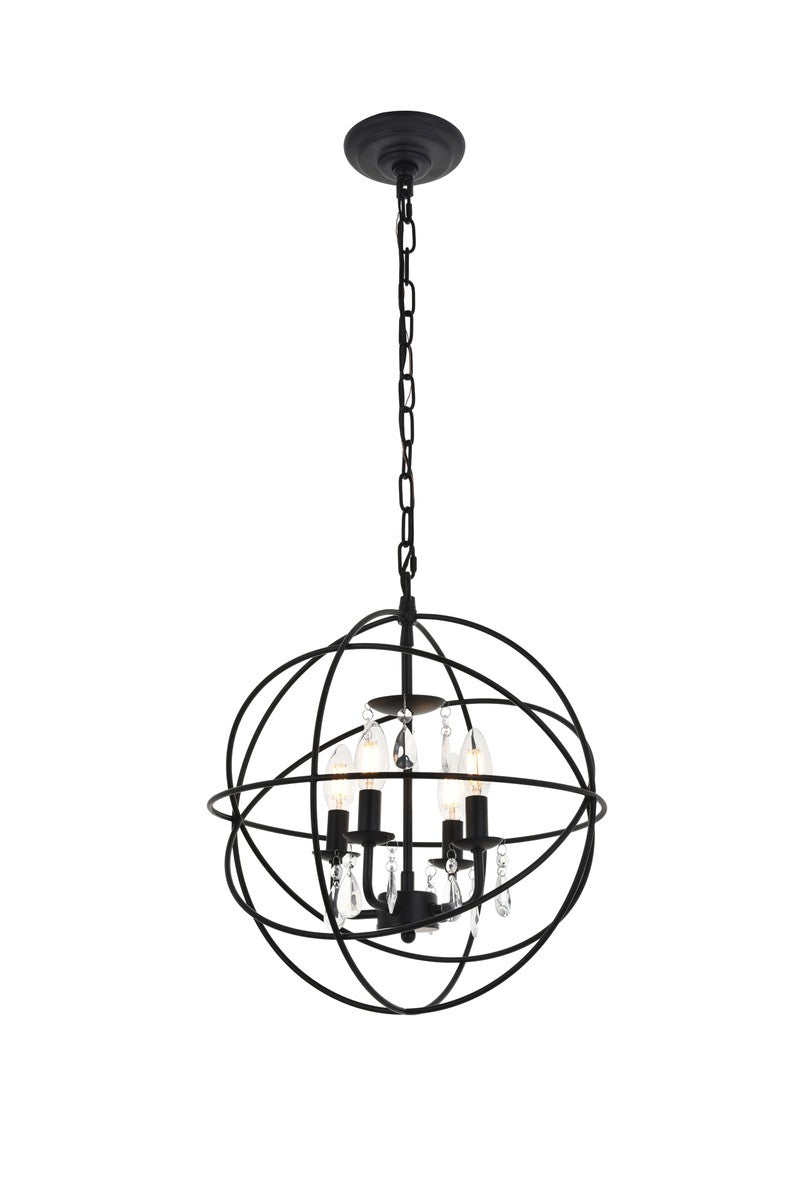 Elegant Wallace LD5055D16MB Pendant Light - Matte Black And Clear