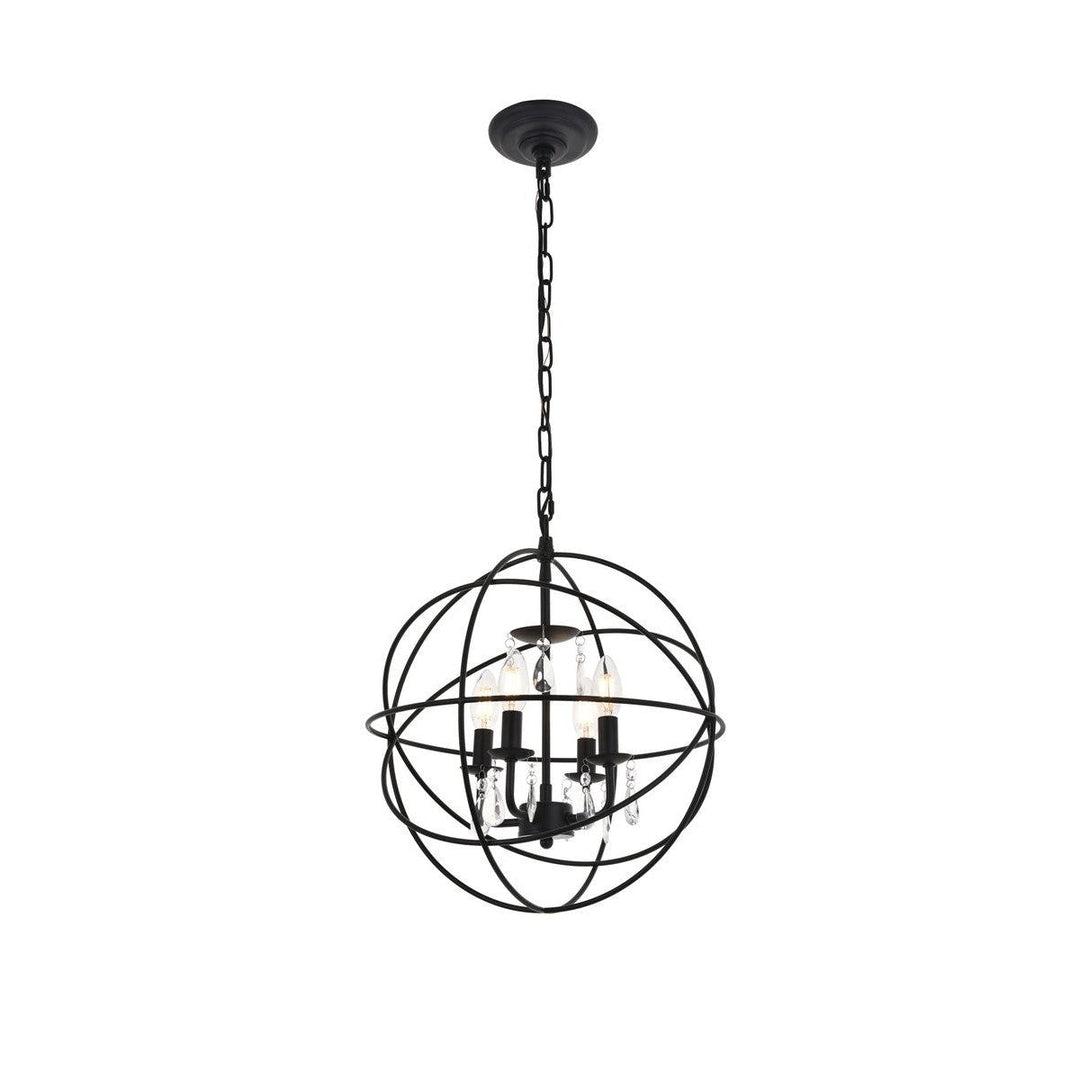 Elegant Wallace LD5055D16MB Pendant Light - Matte Black And Clear