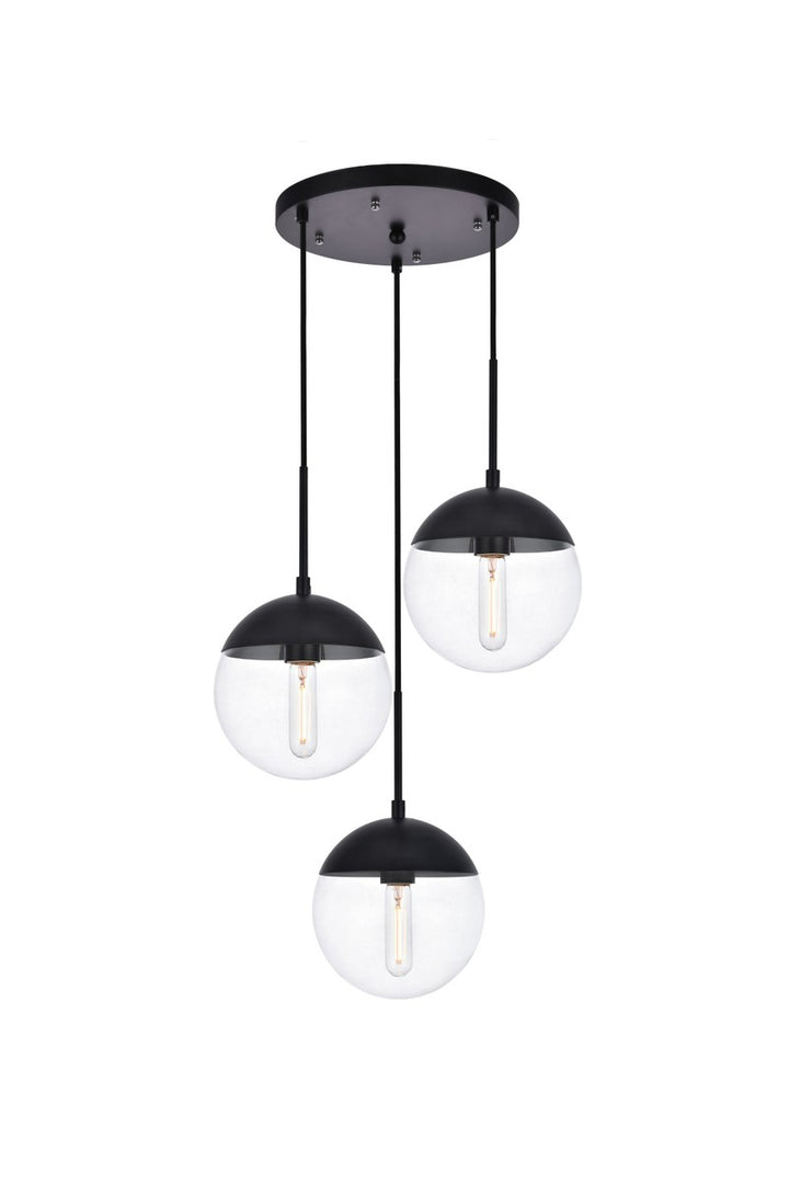 Elegant Eclipse LD6069BK Pendant Light - Black And Clear