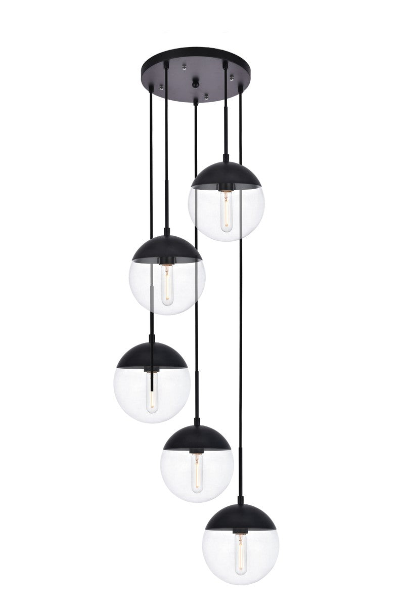 Elegant Eclipse LD6075BK Pendant Light - Black And Clear