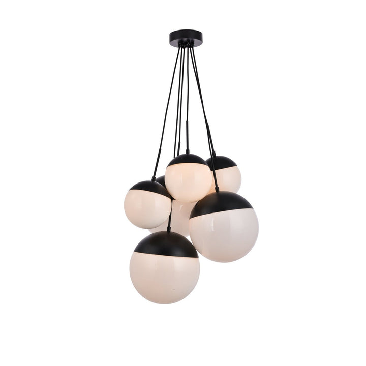 Elegant Eclipse LD6092BK Chandelier Light - Black And Frosted White