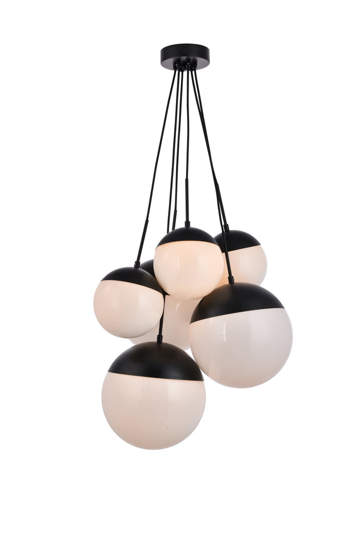 Elegant Eclipse LD6092BK Chandelier Light - Black And Frosted White