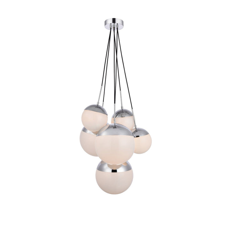 Elegant Eclipse LD6094C Chandelier Light - Chrome And Frosted White