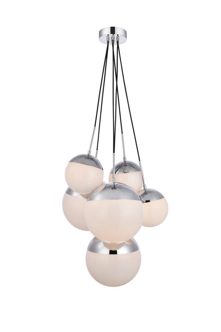 Elegant Eclipse LD6094C Chandelier Light - Chrome And Frosted White