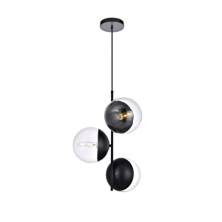 Elegant Eclipse LD6123BK Pendant Light - Black And Clear