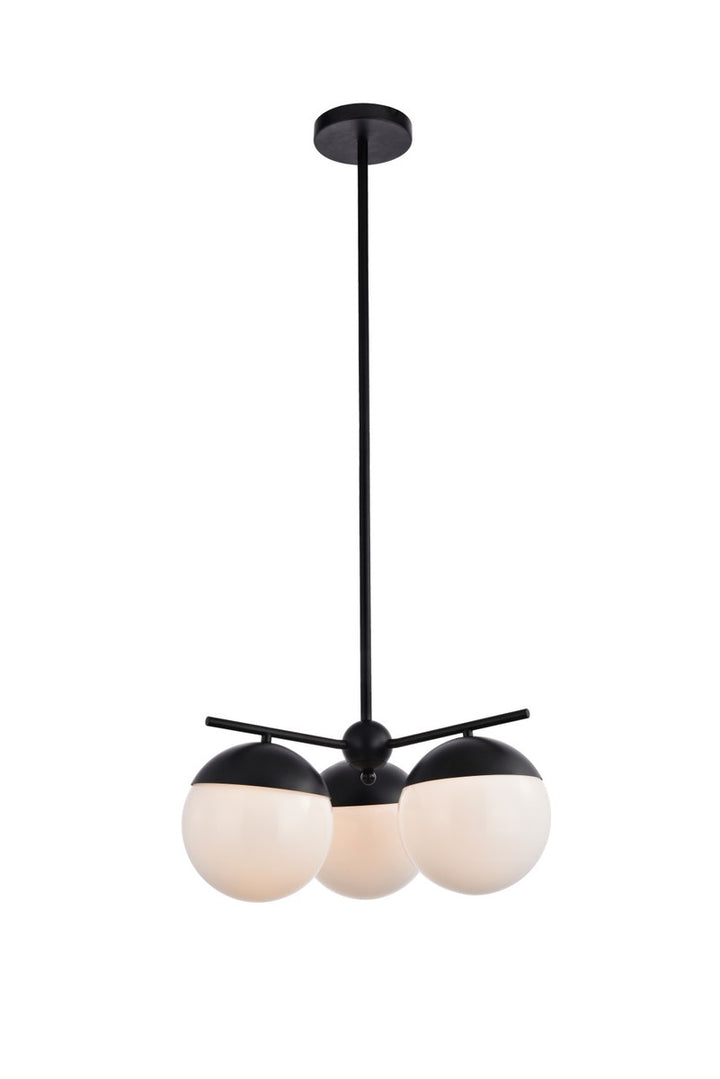 Elegant Eclipse LD6128BK Chandelier Light - Black And Frosted White