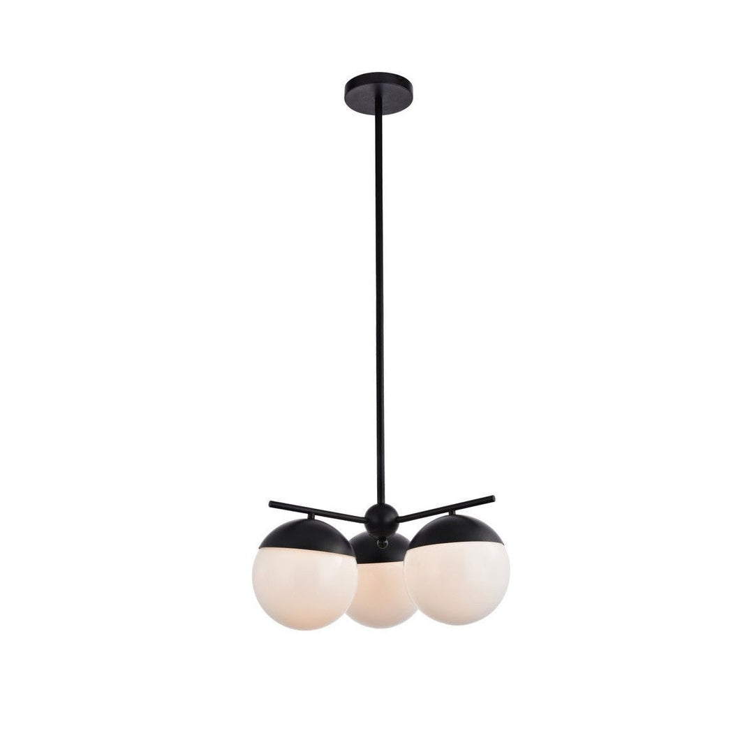 Elegant Eclipse LD6128BK Chandelier Light - Black And Frosted White