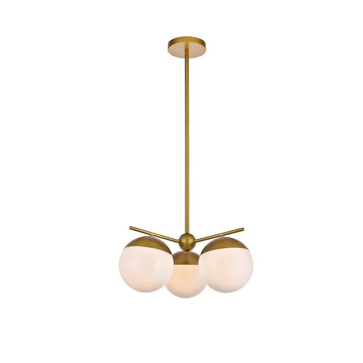 Elegant Eclipse LD6132BR Chandelier Light - Brass And Frosted White