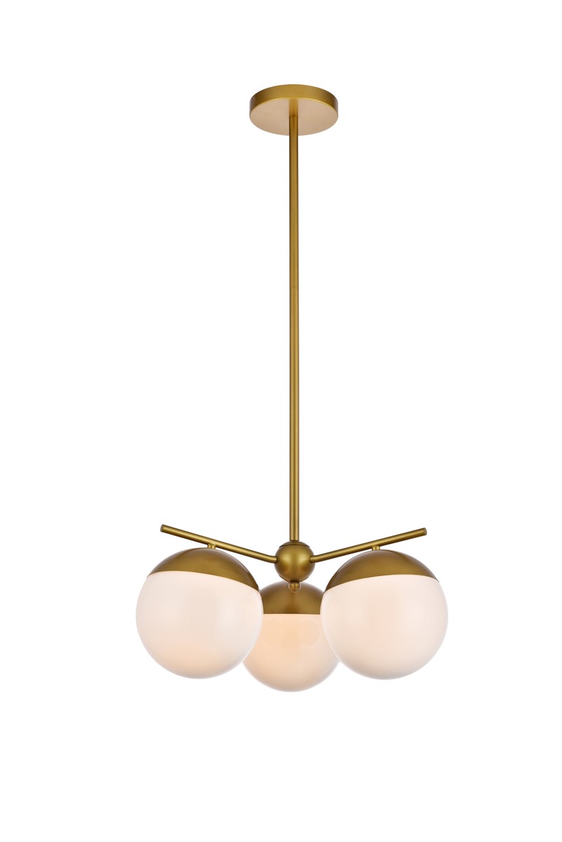 Elegant Eclipse LD6132BR Chandelier Light - Brass And Frosted White