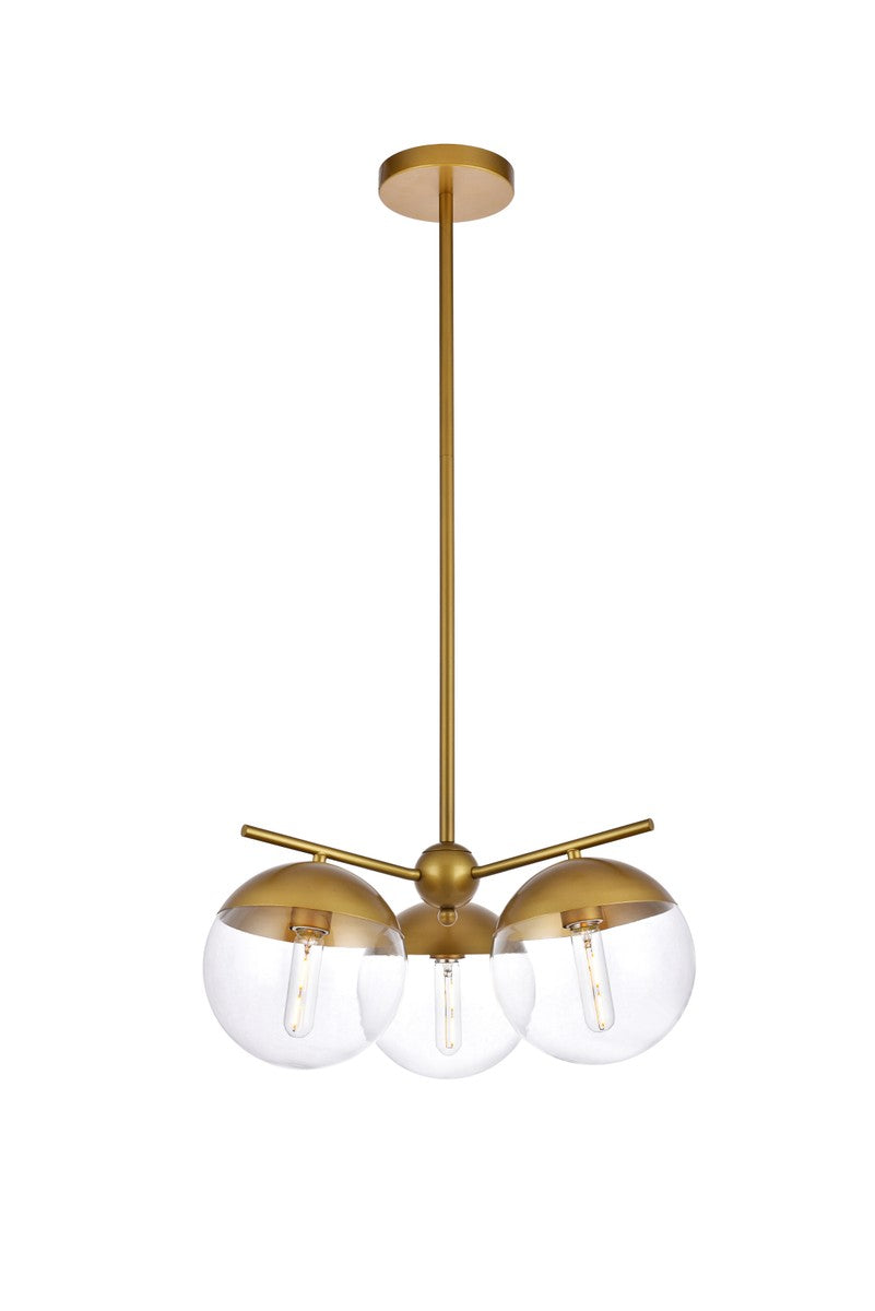 Elegant Eclipse LD6133BR Chandelier Light - Brass And Clear