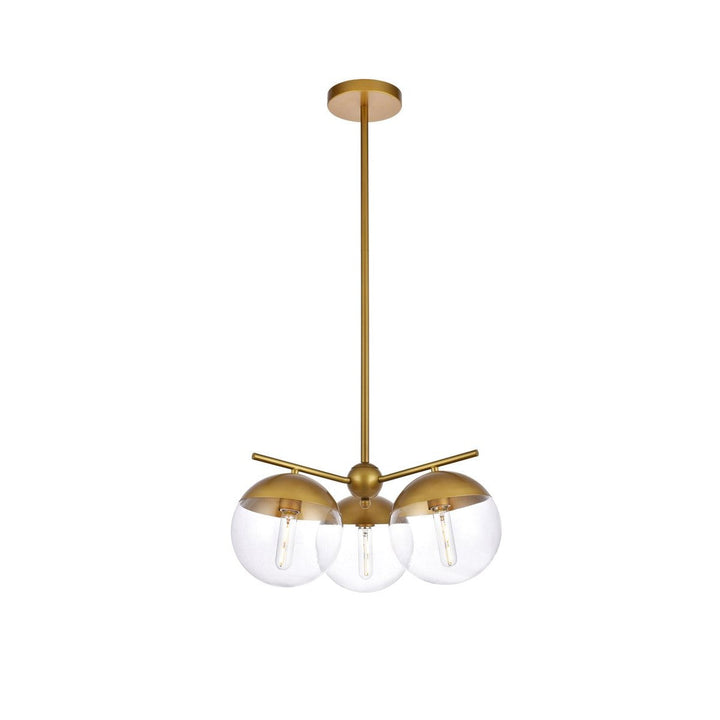 Elegant Eclipse LD6133BR Chandelier Light - Brass And Clear