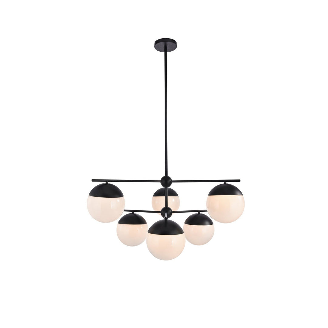 Elegant Eclipse LD6140BK Chandelier Light - Black And Frosted White