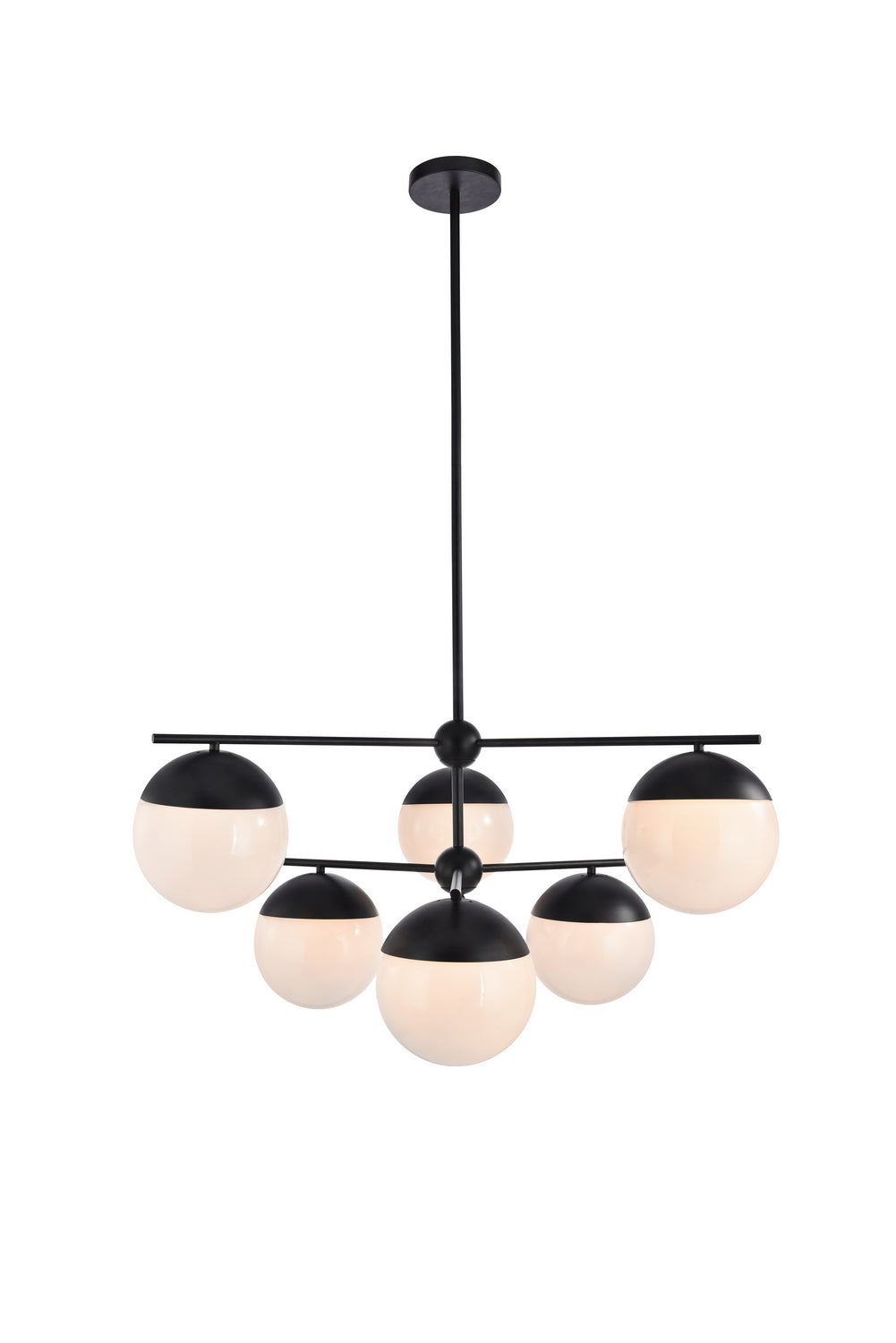 Elegant Eclipse LD6140BK Chandelier Light - Black And Frosted White