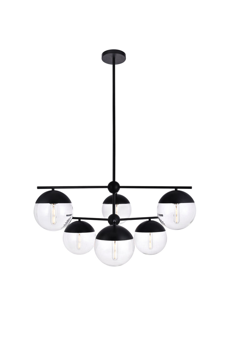 Elegant Eclipse LD6141BK Chandelier Light - Black And Clear