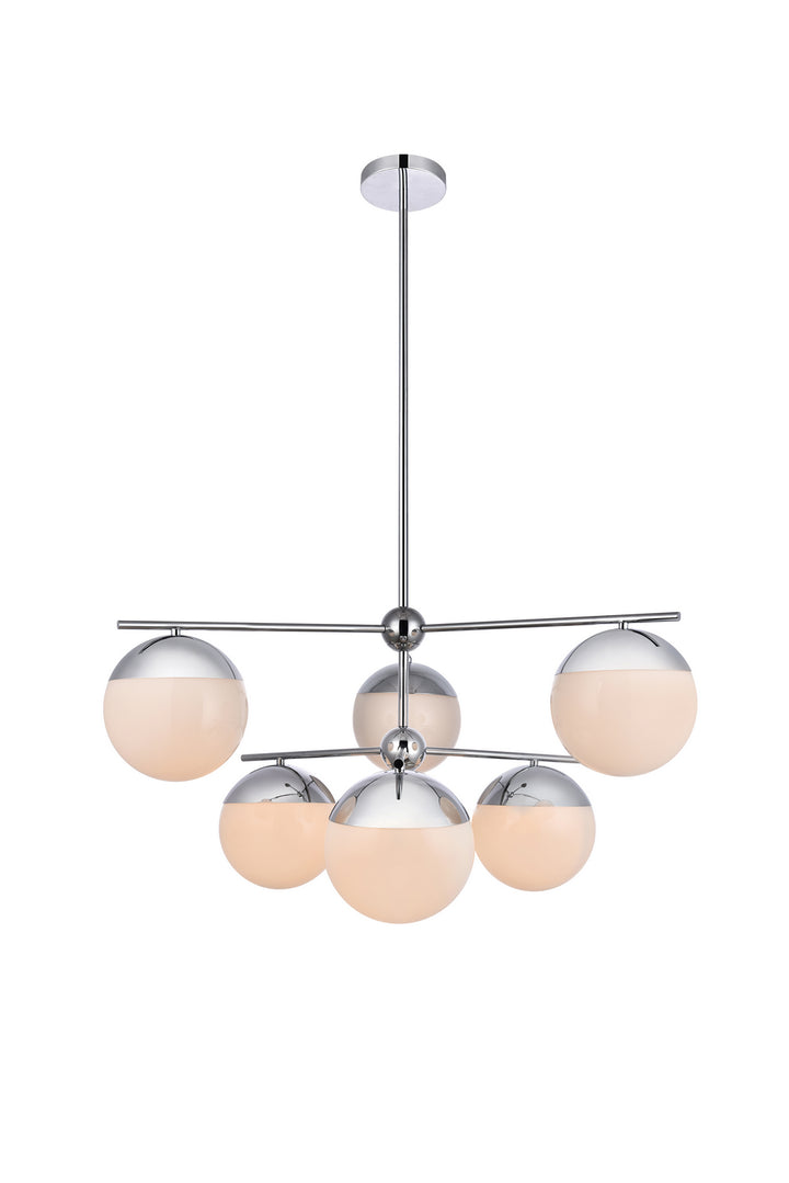 Elegant Eclipse LD6142C Chandelier Light - Chrome And Frosted White