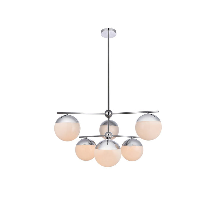 Elegant Eclipse LD6142C Chandelier Light - Chrome And Frosted White