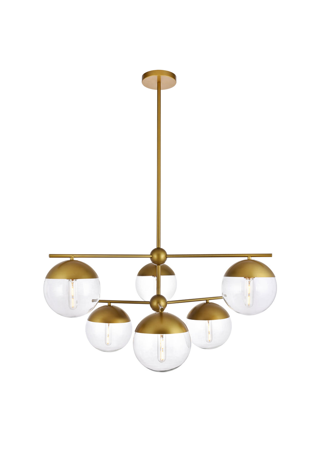 Elegant Eclipse LD6145BR Chandelier Light - Brass And Clear