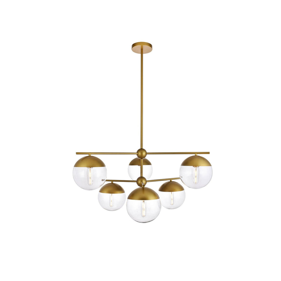 Elegant Eclipse LD6145BR Chandelier Light - Brass And Clear