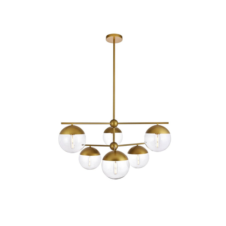 Elegant Eclipse LD6145BR Chandelier Light - Brass And Clear