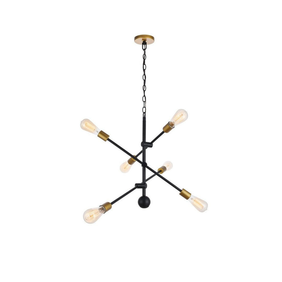 Elegant Axel LD8006D29BK Chandelier Light - Black And Brass