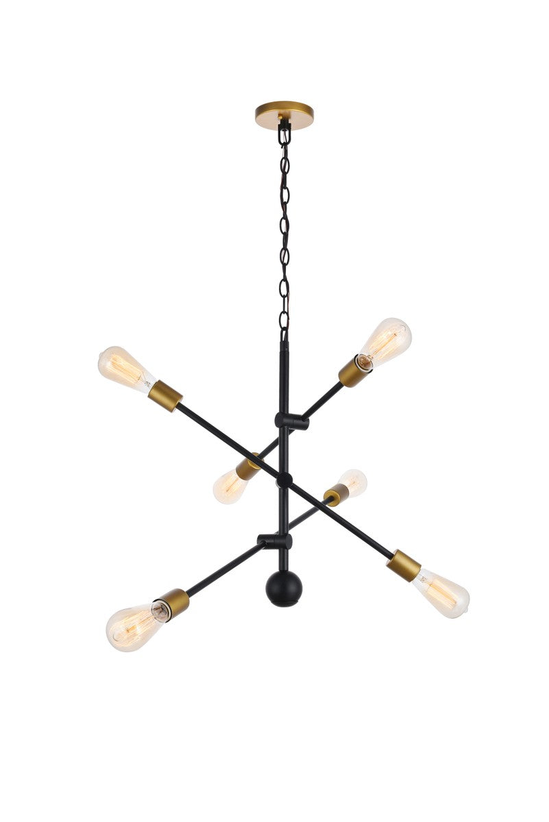 Elegant Axel LD8006D29BK Chandelier Light - Black And Brass