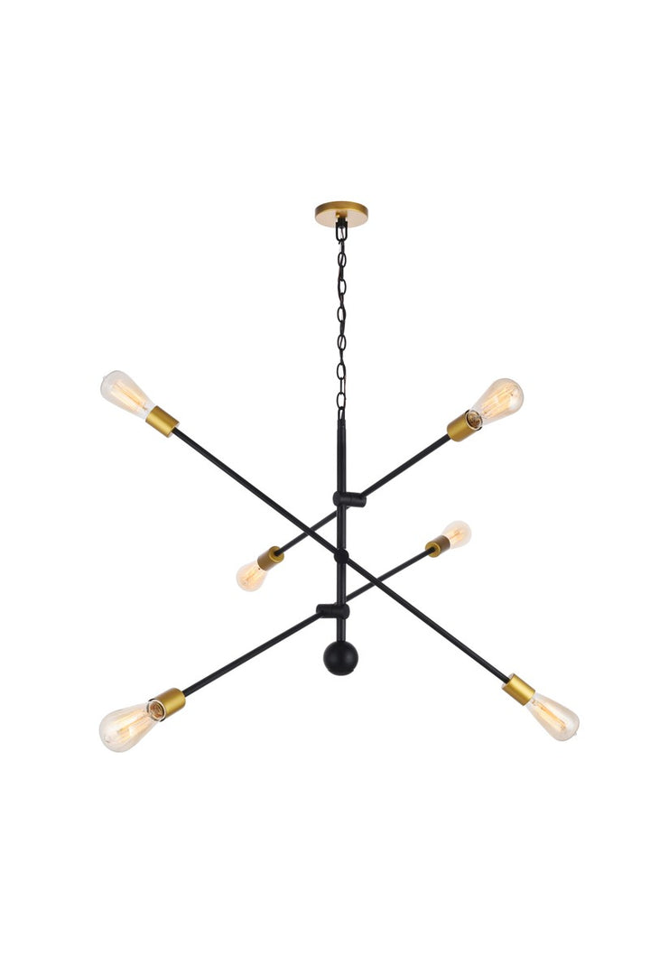 Elegant Axel LD8009D42BK Chandelier Light - Black And Brass