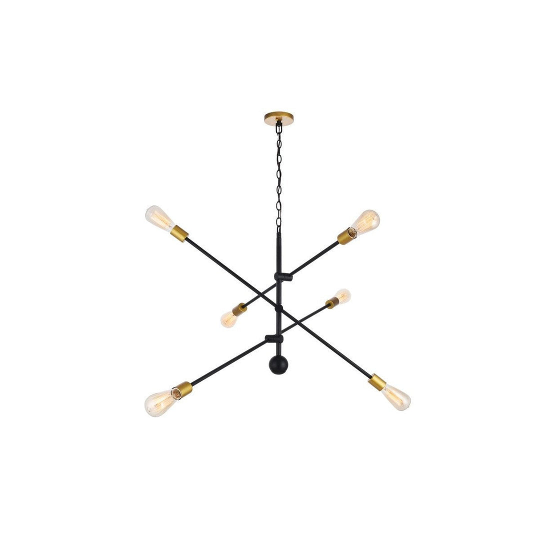 Elegant Axel LD8009D42BK Chandelier Light - Black And Brass