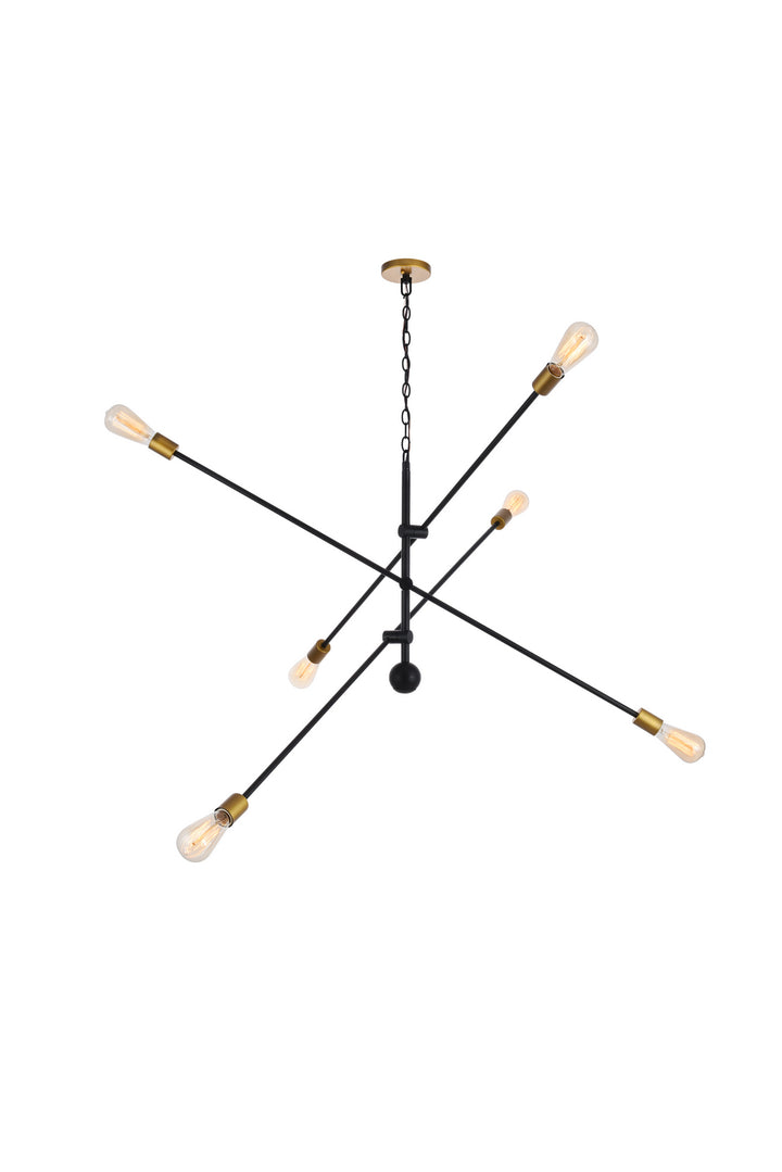 Elegant Axel LD8012D55BK Chandelier Light - Black And Brass