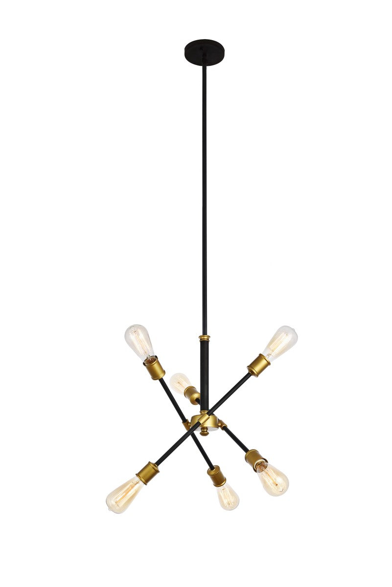 Elegant Axel LD8015D18BK Chandelier Light - Black And Brass