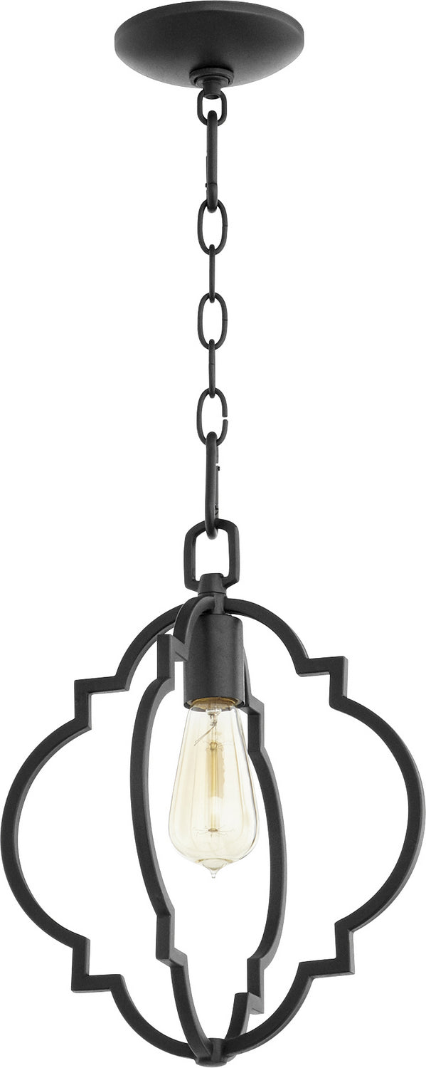 Quorum Dublin 3842-69 Pendant Light - Textured Black,  Matte Black/Weathered Oak/