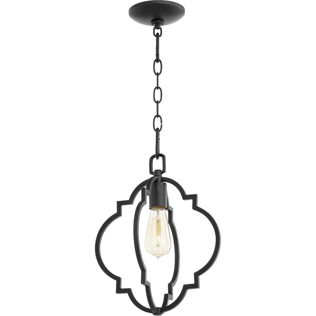 Quorum Dublin 3842-69 Pendant Light - Textured Black,  Matte Black/Weathered Oak/