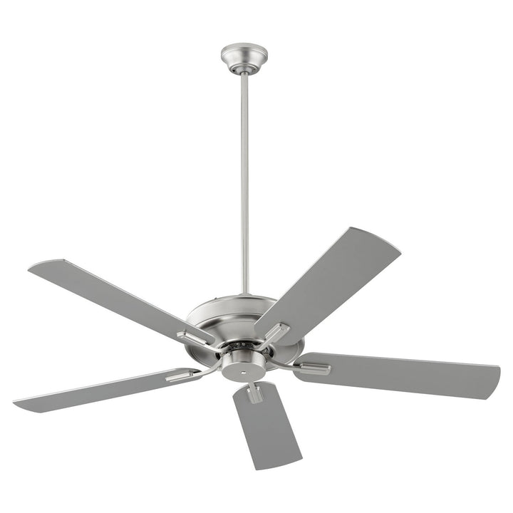 Quorum Premier 54525-65 Ceiling Fan 52 in. - Satin Nickel, Silver/Walnut