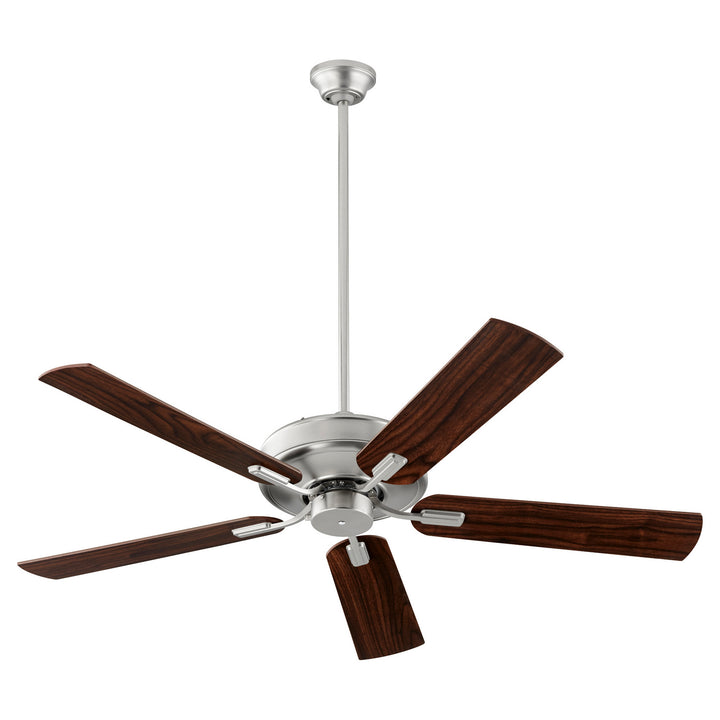 Quorum Premier 54525-65 Ceiling Fan 52 in. - Satin Nickel, Silver/Walnut