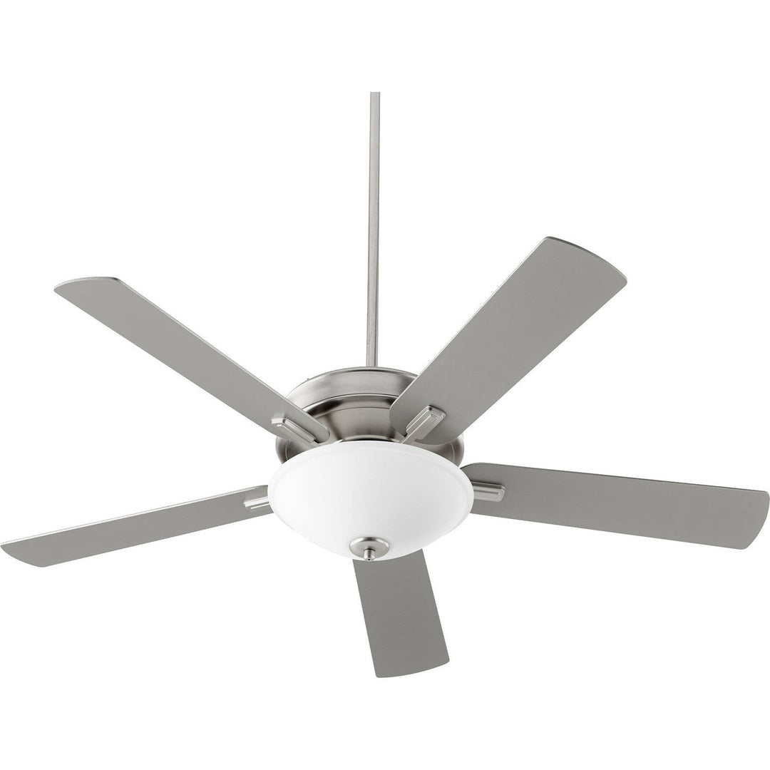 Quorum Premier 54525-65 Ceiling Fan 52 in. - Satin Nickel, Silver/Walnut